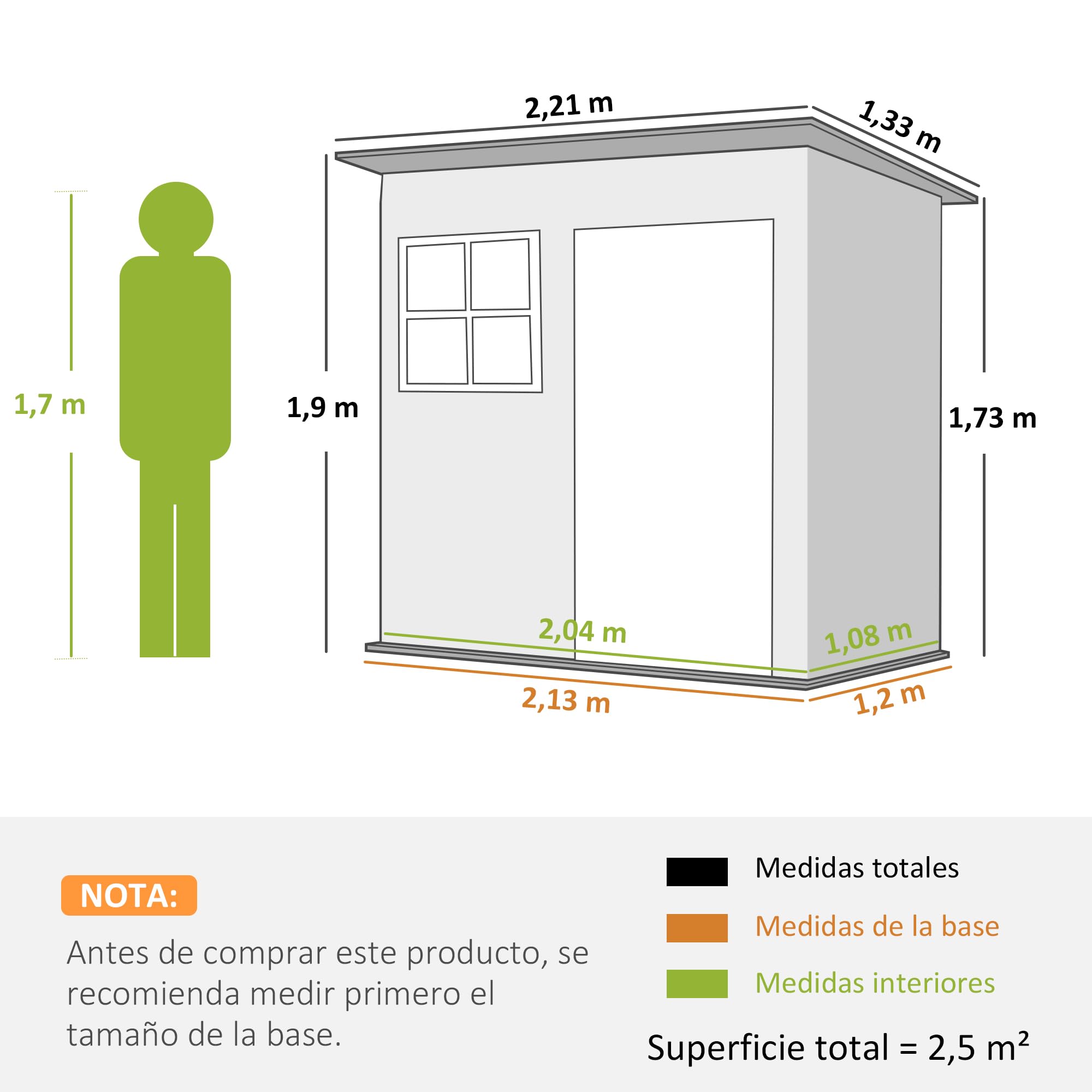 Outsunny Caseta de Jardín Exterior 2,55 m² 221x133x190 cm Gris Oscuro | Cobertizo de Jardín Metálico, Ventana, Puerta con Cerradura y Ventilaciones, para Almacenamiento de Herramientas