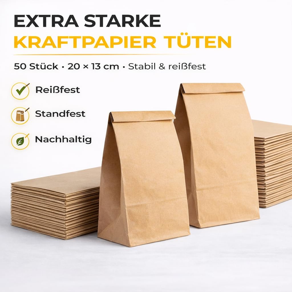 50x bruine zakjes 210 x 140 mm kraftpapier zakjes cadeauzakjes kraftpapier als doe-het-zelf adventskalender - maak je eigen kerstzakjes om te vullen