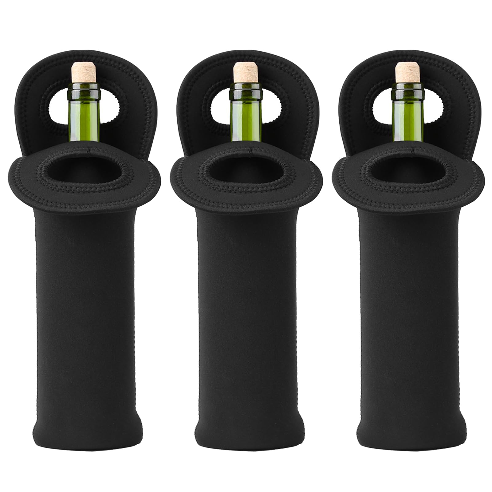 Agatige 3PCS Wine Carrier Tote Bag, Portable Neoprene Champagne Bottles Protective Travel Bag Wine Cooler Bag Beer Cans Water Bottle Holder for Travel, Picnic, Party