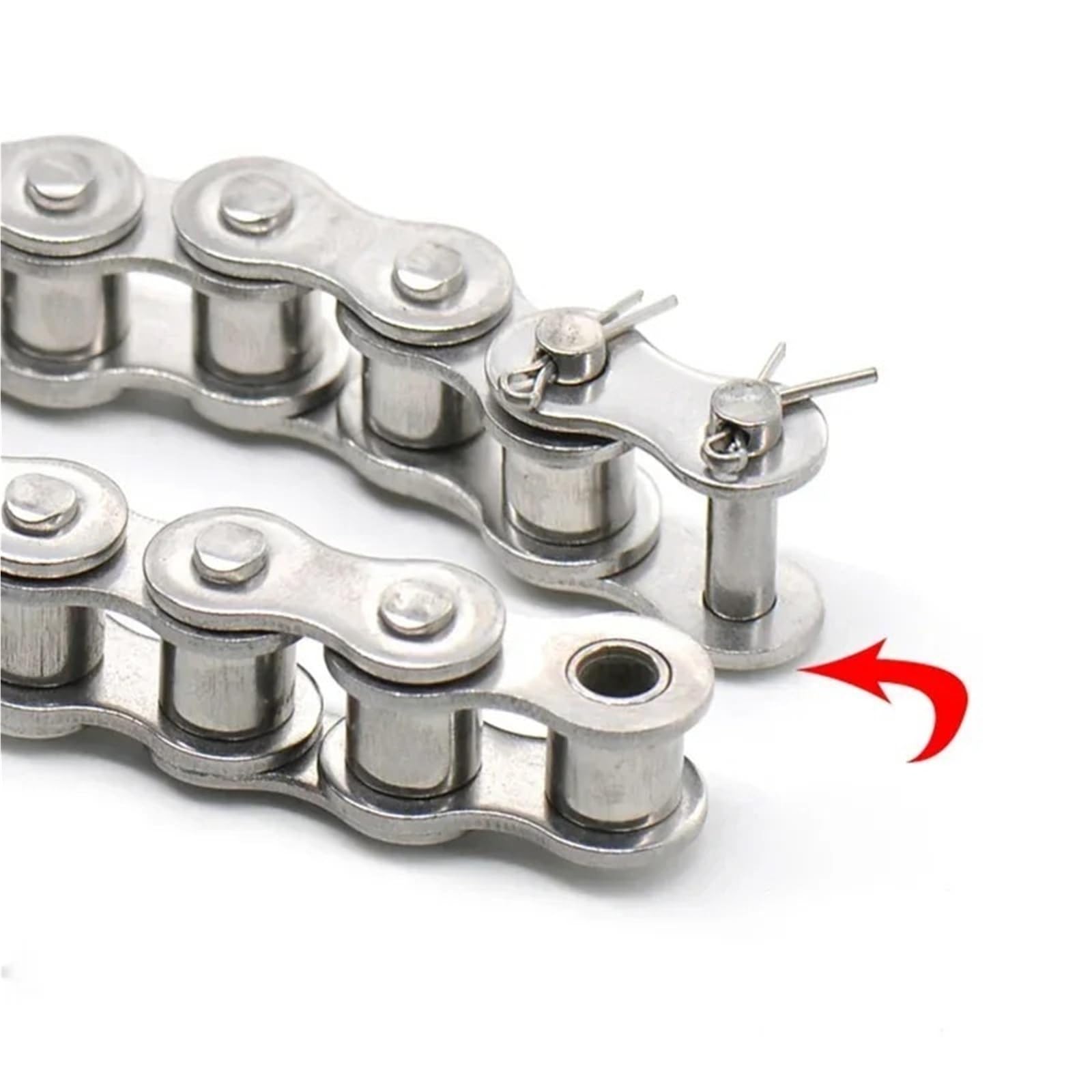Rollenkette Aus Kohlenstoffstahl 1 Stück 1-1,524 Meter 304 Edelstahl-Rollenkette Einzel-/Doppelstrang Industrielle Stärke 04C 05B 06B 06C 08A 08B 10A 12B(304-08A-120-1.524m)