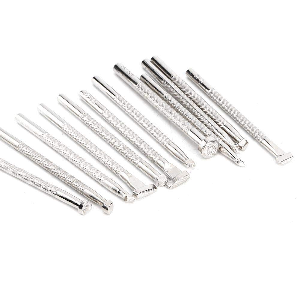 HEEPDD 12 Pezzi Strumento Timbro in Pelle, Strumenti Incisione Goffratura Pelle Set per Fabbricazione Selle Lavorazione Artigianale Pelle
