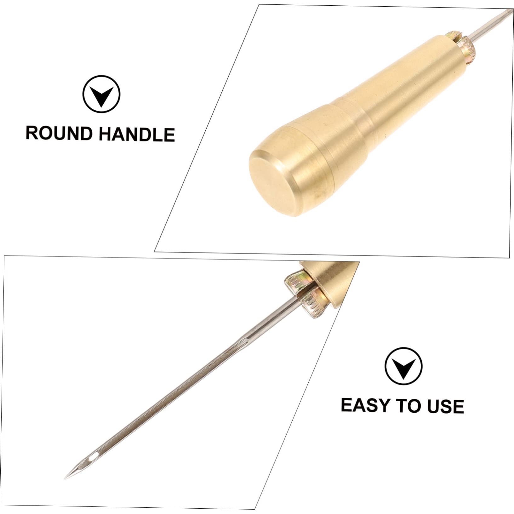 Kit De 2 Poinçons Cordonnier En Cuivre - Outils De Couture Cuir Avec Aiguilles Interchangeables - Pour Maroquinerie Et Réparation