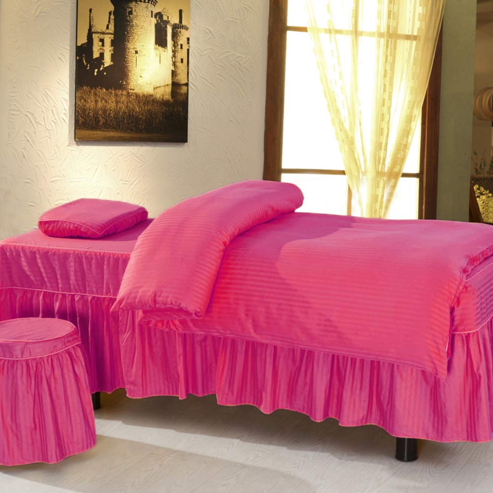 YXLJYH Pure Color 100% Cotton Massage Table Sheet Sets with face Rest Hole, Beauty Bed Cover Skirt Massage Bedspreads Medical Bed Skirt Sheet Spa Health Commercial Grade-Rose 65x185cm(26x73inch)