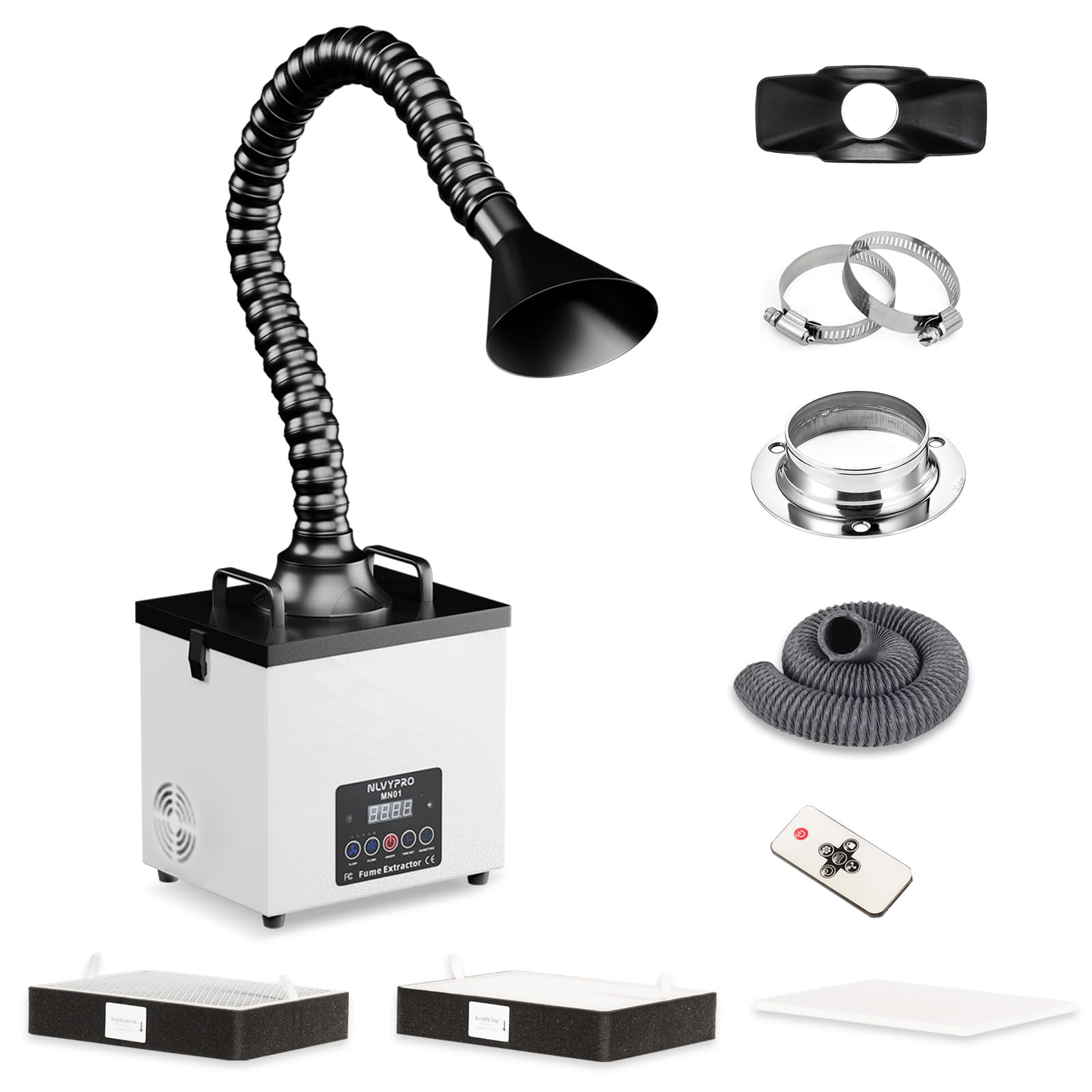 MN01 Upgraded Solder Fume Extractor 105W 155 CFM LED Exhaust Hose