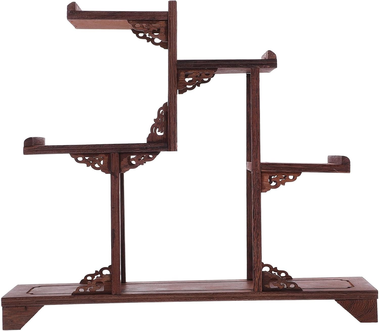 OSALADI Elegant Rosewood Display Stand for Collectibles and Curio Storage Rack with Antique Style, Wooden Material, Suitable for Home Decor and Study, Elevate Home Decor and Display