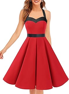 DRESSTELLS Women Vintage 1950s Rockabilly Polka Dots Audrey Dress Retro Cocktail Dress