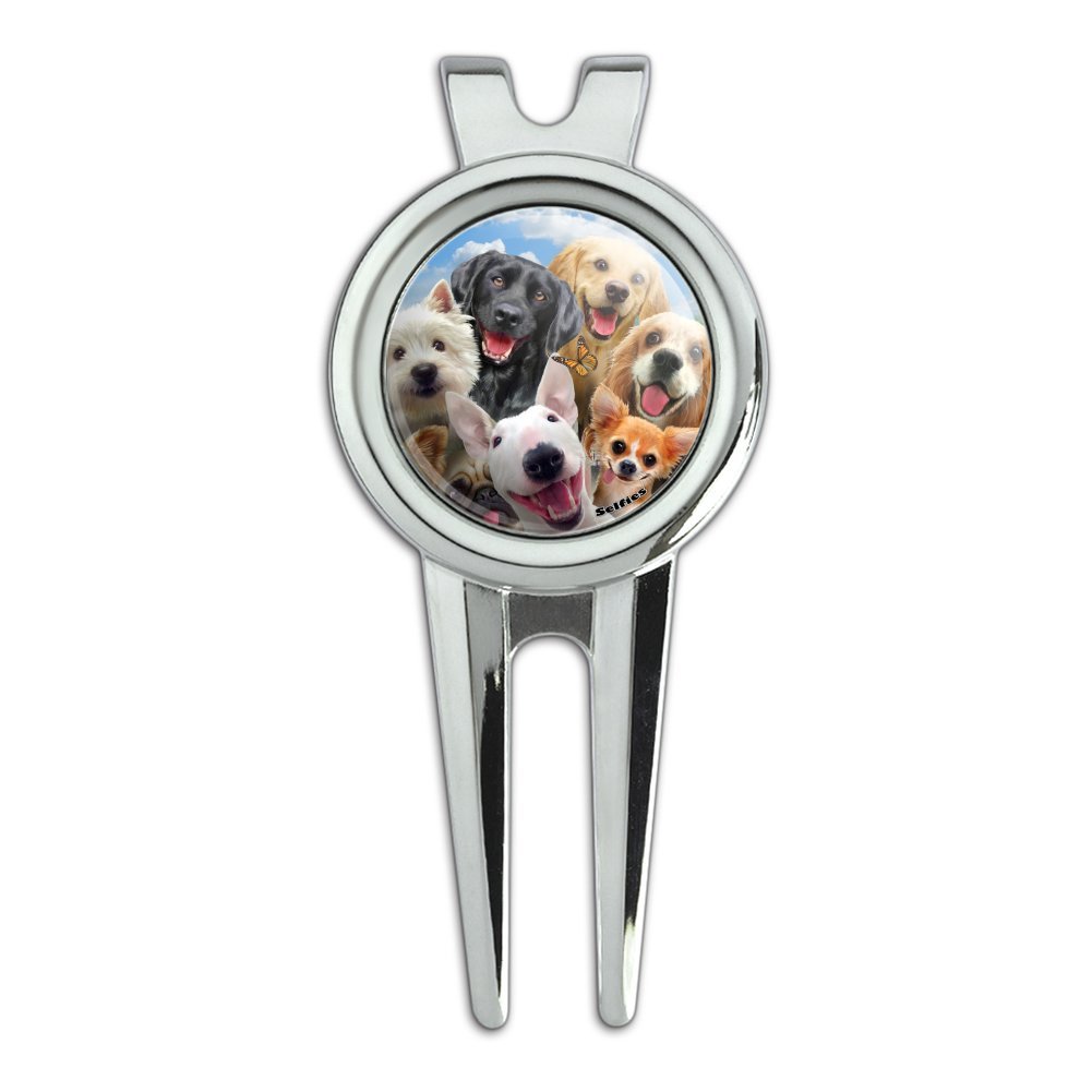 GRAPHICS & MORE Dogs Selfie Lab Golden Retriever Dachshund Westie Pug Terrier Golf Divot Repair Tool and Ball Marker