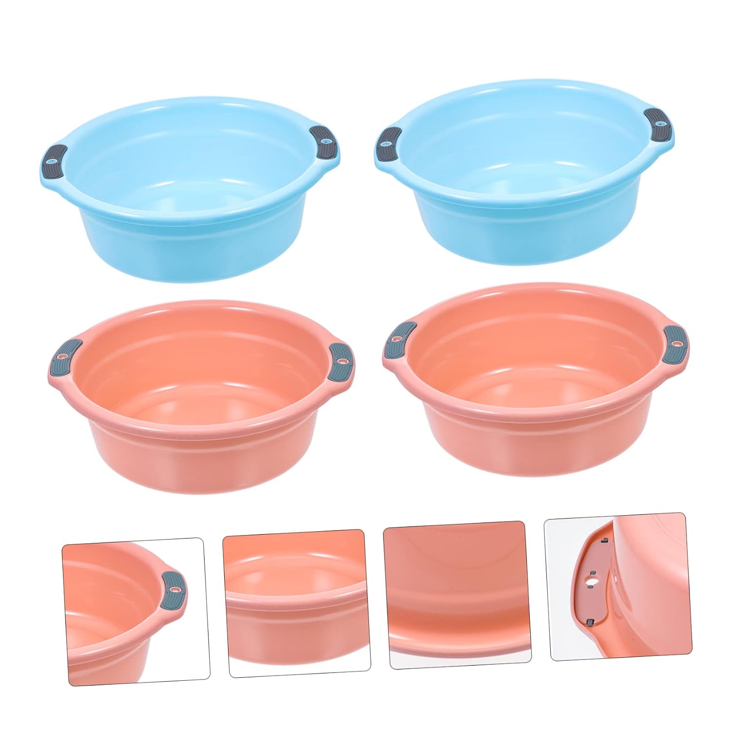 4 Pack Hanging Home Washing Basin with Double Handles, Blue PP