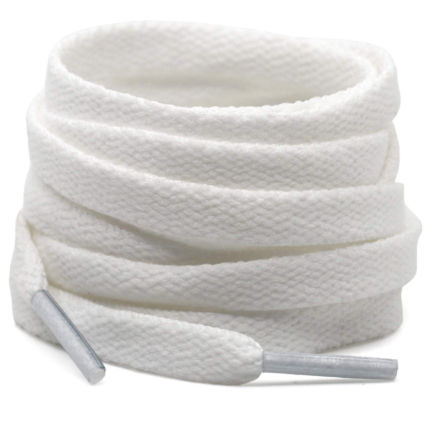 AmerteerFlat Shoelace Set 2 pairs Of 1.6M Length Unisex Shoelaces Sneakers Canvas Shoe Laces (White, Black)