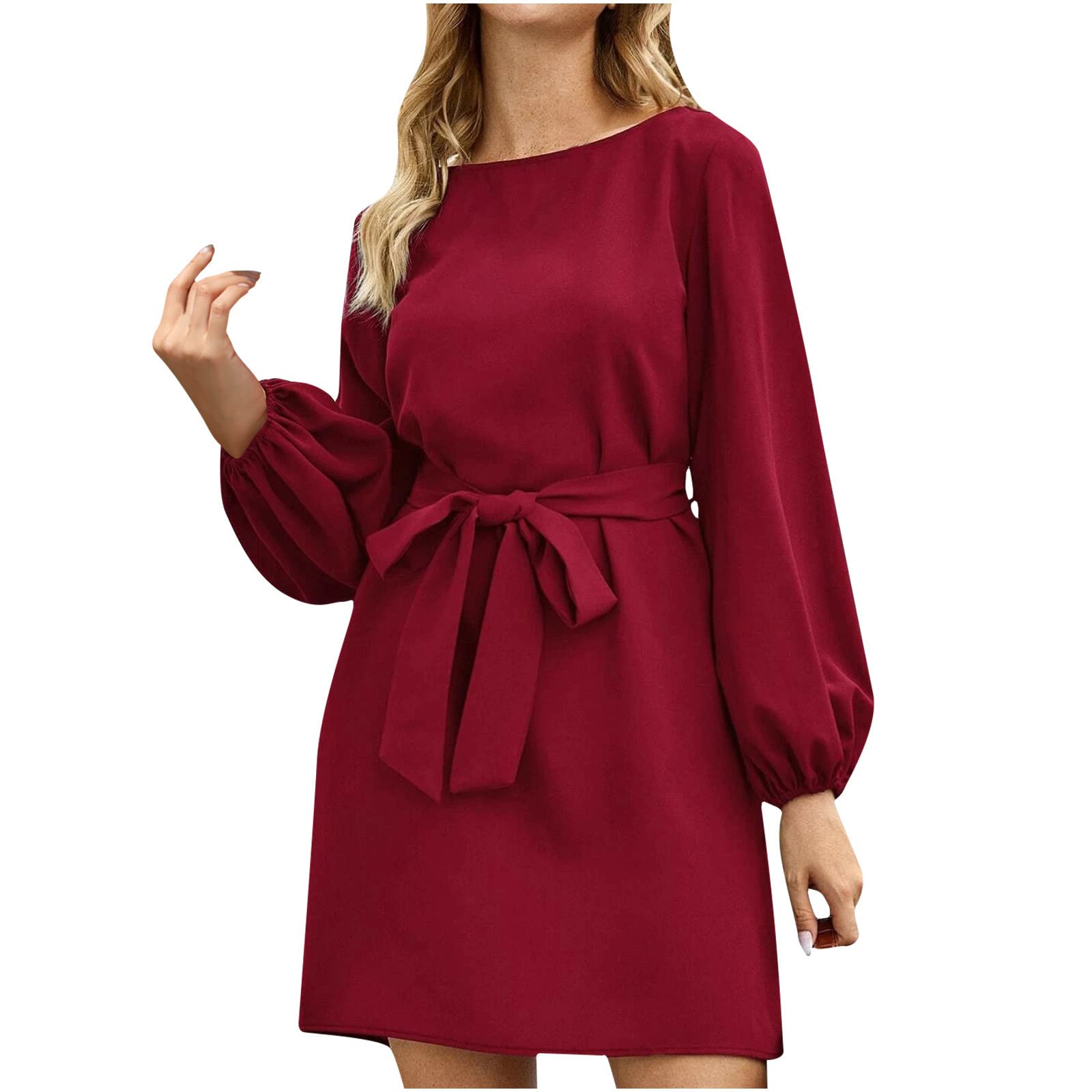 Vintian Womens Fall Semi Formal Dresses Long Sleeve Tie Front | Desertcart  Brunei
