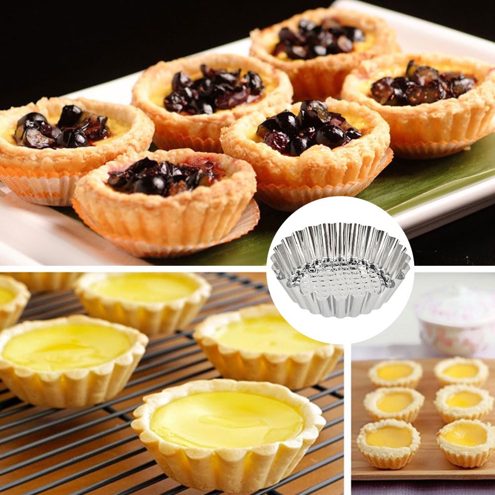 OTYMIOW Formy do ciastek małe nieprzywierające powłoki 20 szt. Formy do pieczenia ciasta Quiche Formy okrągłe formy do ciast ze stali nierdzewnej