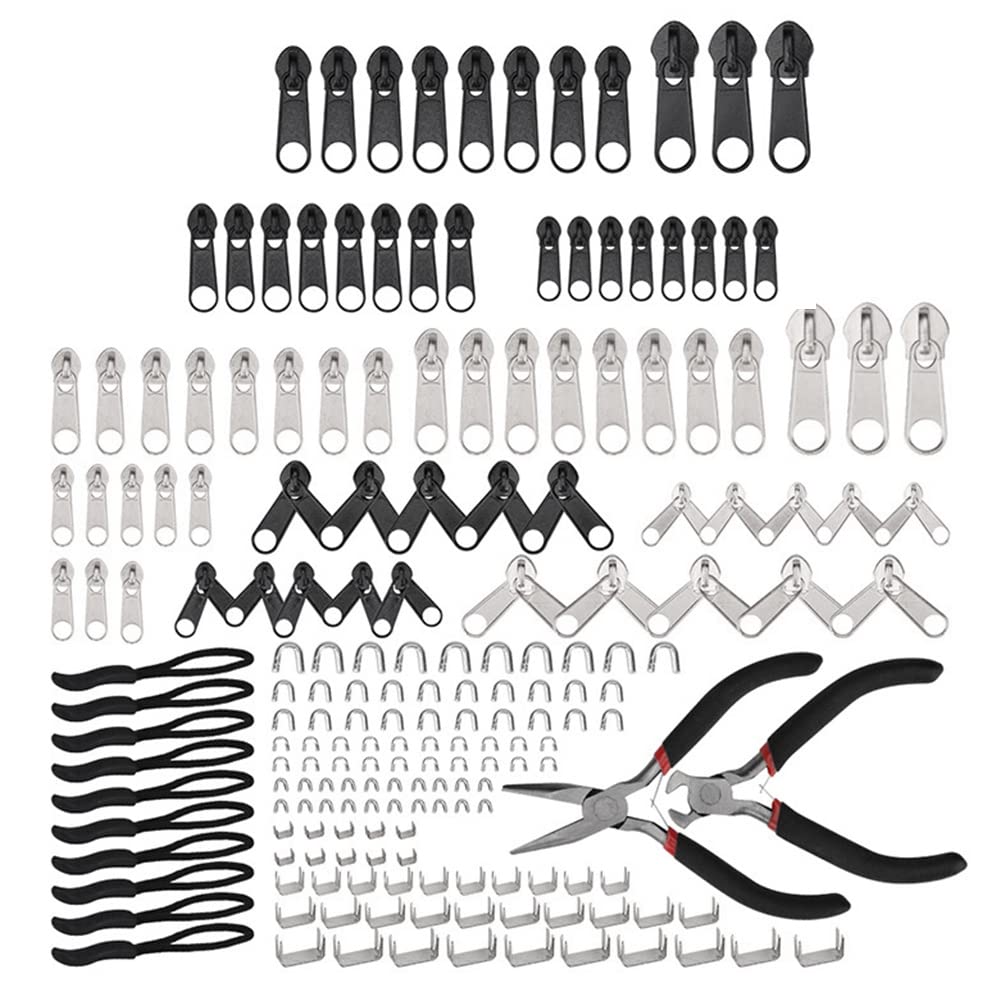 ximie Zipper Repair Kit Zipper Replacement Pull Rescue with Zipper Install Pliers Tool &Amp, Extension Pulls Luggage