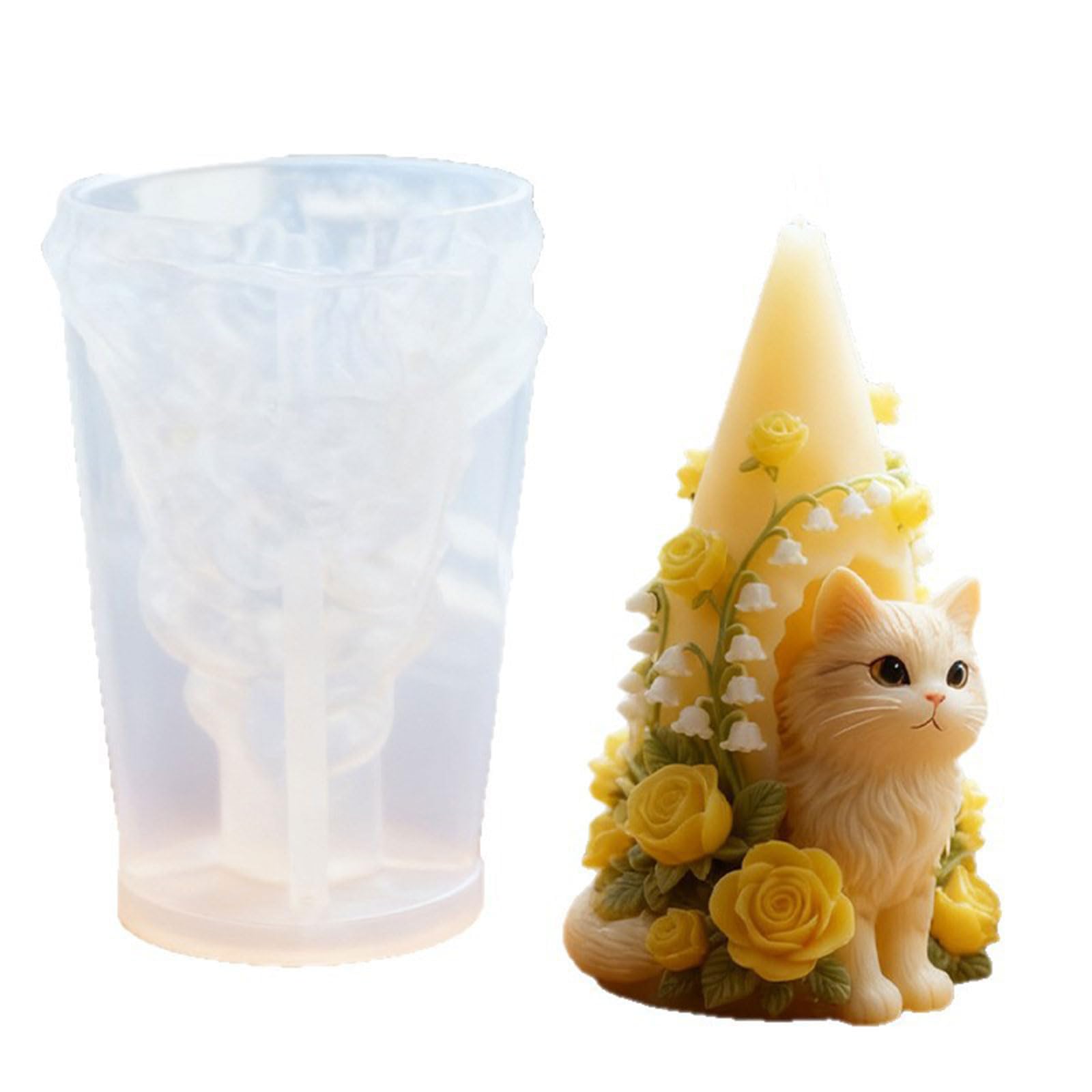 Alksubbm Sturdy Silicone for Soap Ice Cubes with Charm Cats Flower House Theme Crafting Flower