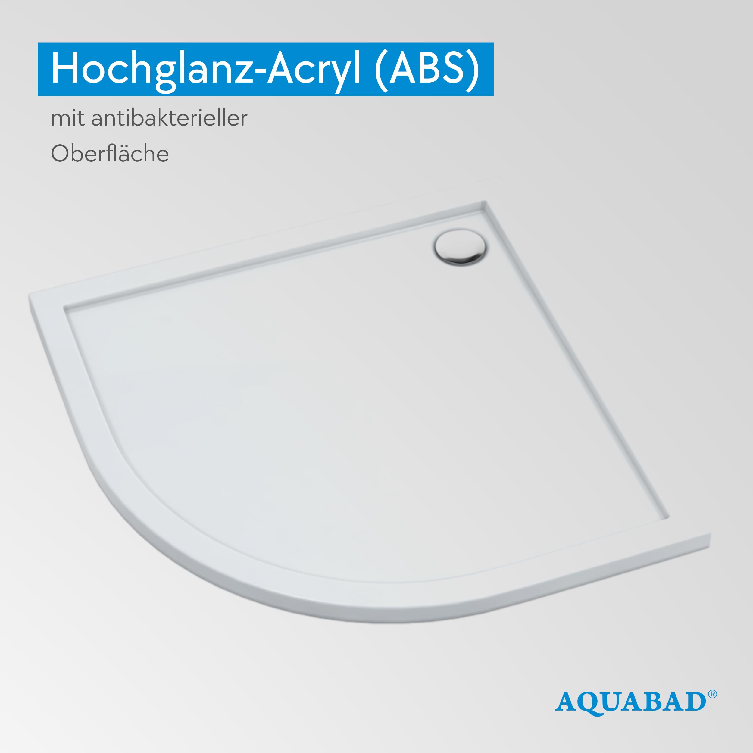 AQUABAD Duschwanne/Duschtasse | Basic Smooth White 90x90cm R55 Viertelkreis