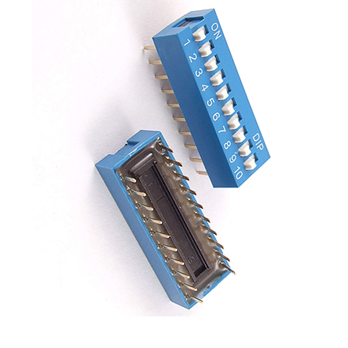 Aexit 5 Pcs DIP Switches Blue 2.54mm Pitch Double Row 20 Pin