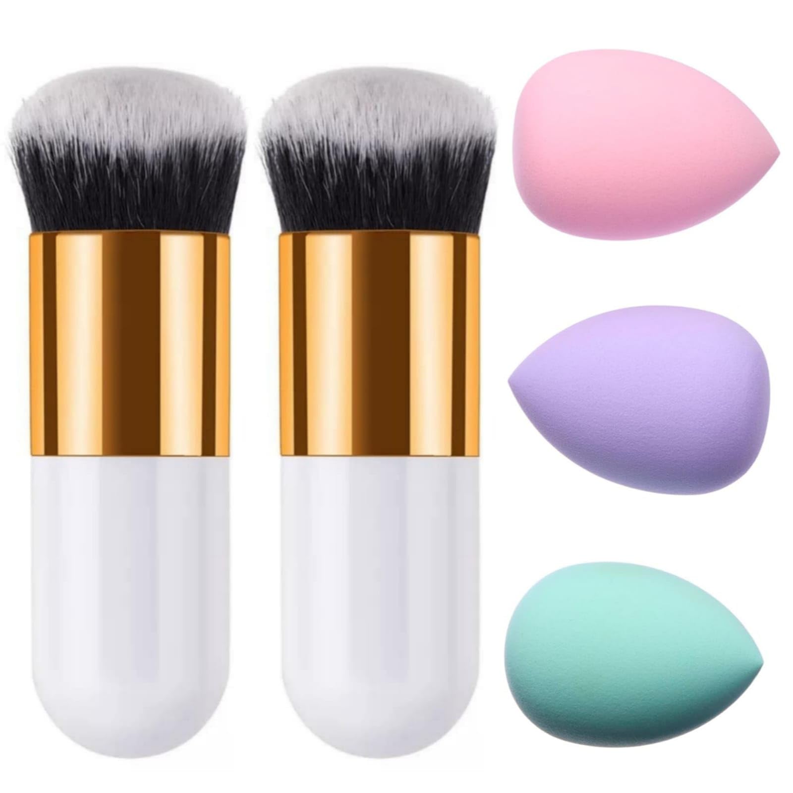 Zirak White Mini Foundation Cosmetic Brush With 1 Beauty Blender Puff Sponge (Foundation Brush + Puff)-image-18
