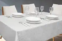 Toalha Para Mesa Com 6L Lugares Retangular 2,00m Tecido Em Jacquard Para Sala Jantar | Admirare (6L Lugares, Branca)