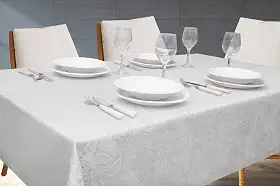Toalha Para Mesa Com 6L Lugares Retangular 2,00m Tecido Em Jacquard Para Sala Jantar | Admirare (6L Lugares, Branca)