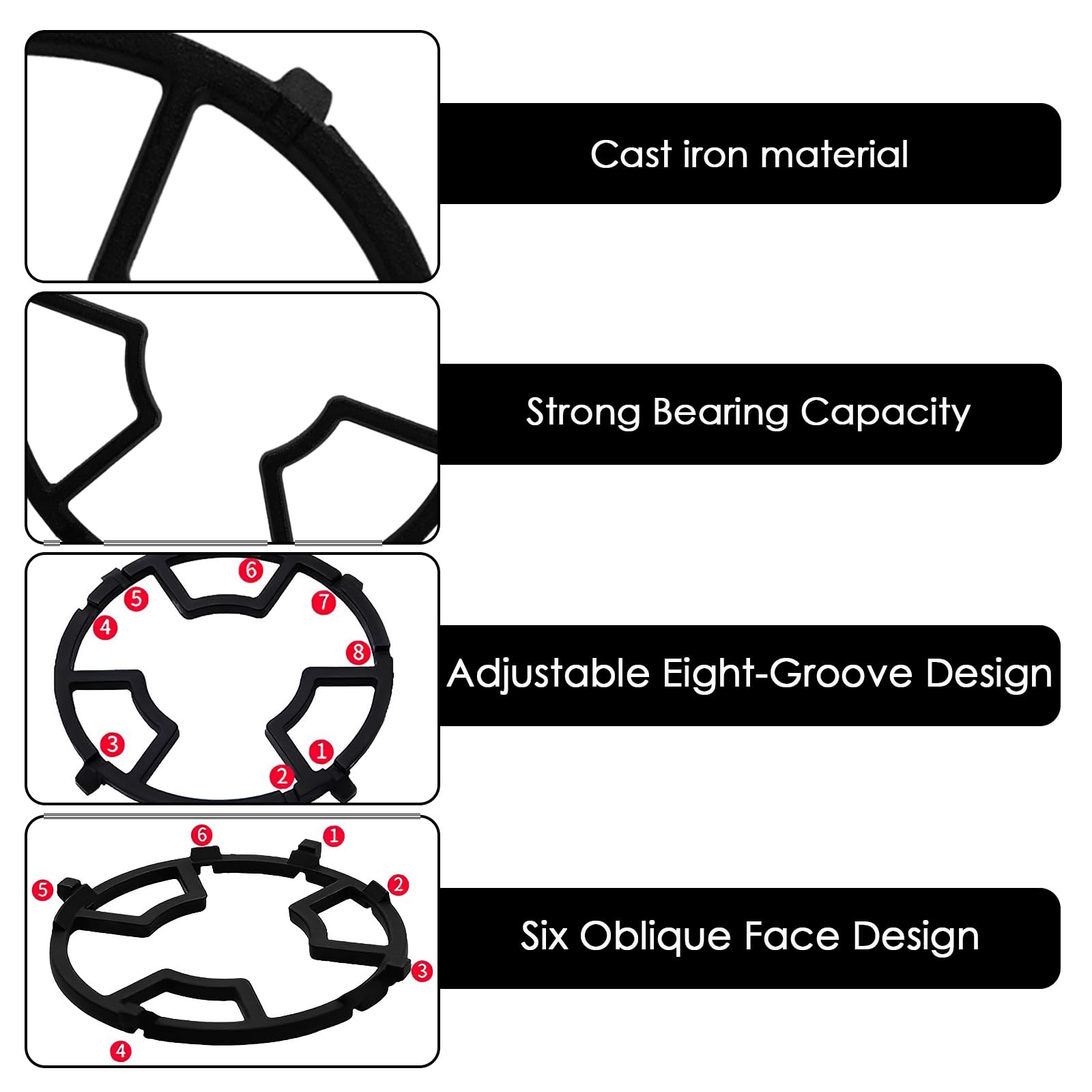 Wok Pan Stand Supports Rack Cast Iron Burners Stove Cookware Ring Gas Ranges Wok Support Rack For Kitchen Cooking Gas Stove I420542027 - View #3