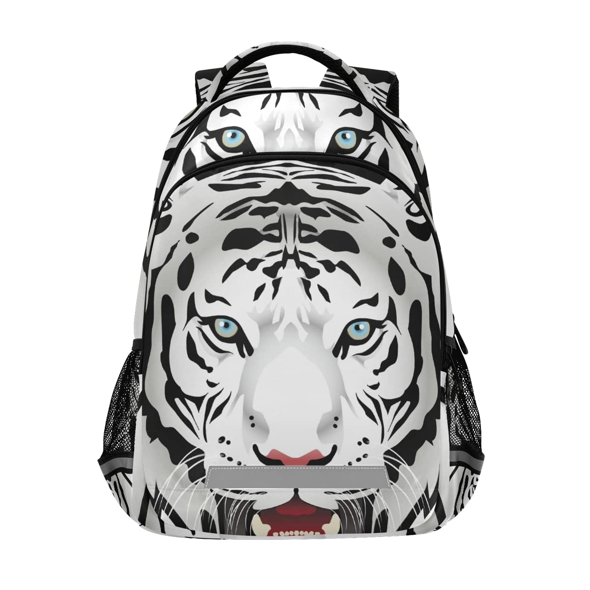 Vnurnrn Girls Pattern White Tiger Backpack Student Bookbags For Travel Hiking Kid Boys