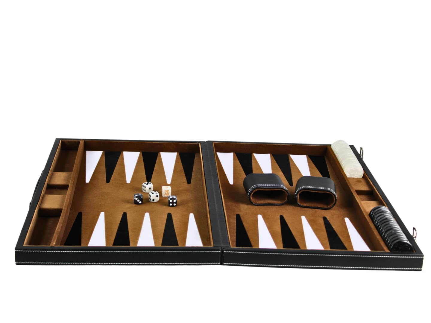 Set Backgammon in pelle marrone rustico, 53,3 cm