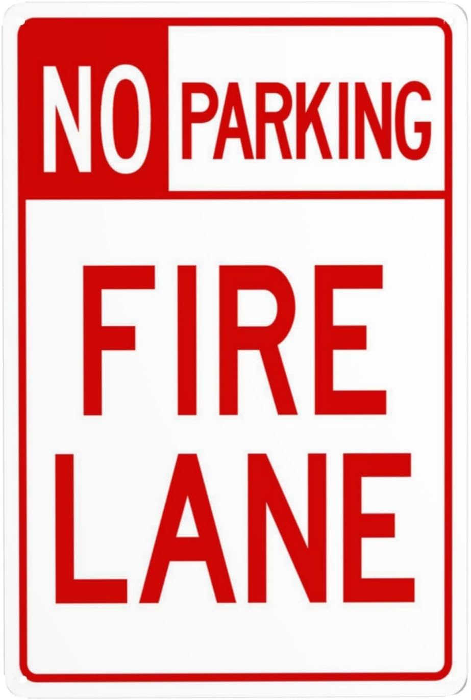 No Parking Header Fire Lane Rust Free Aluminum Sign - Security Warning Decor with Pre-Drilled Holes for Street Business Lot - 12x16 Inch​