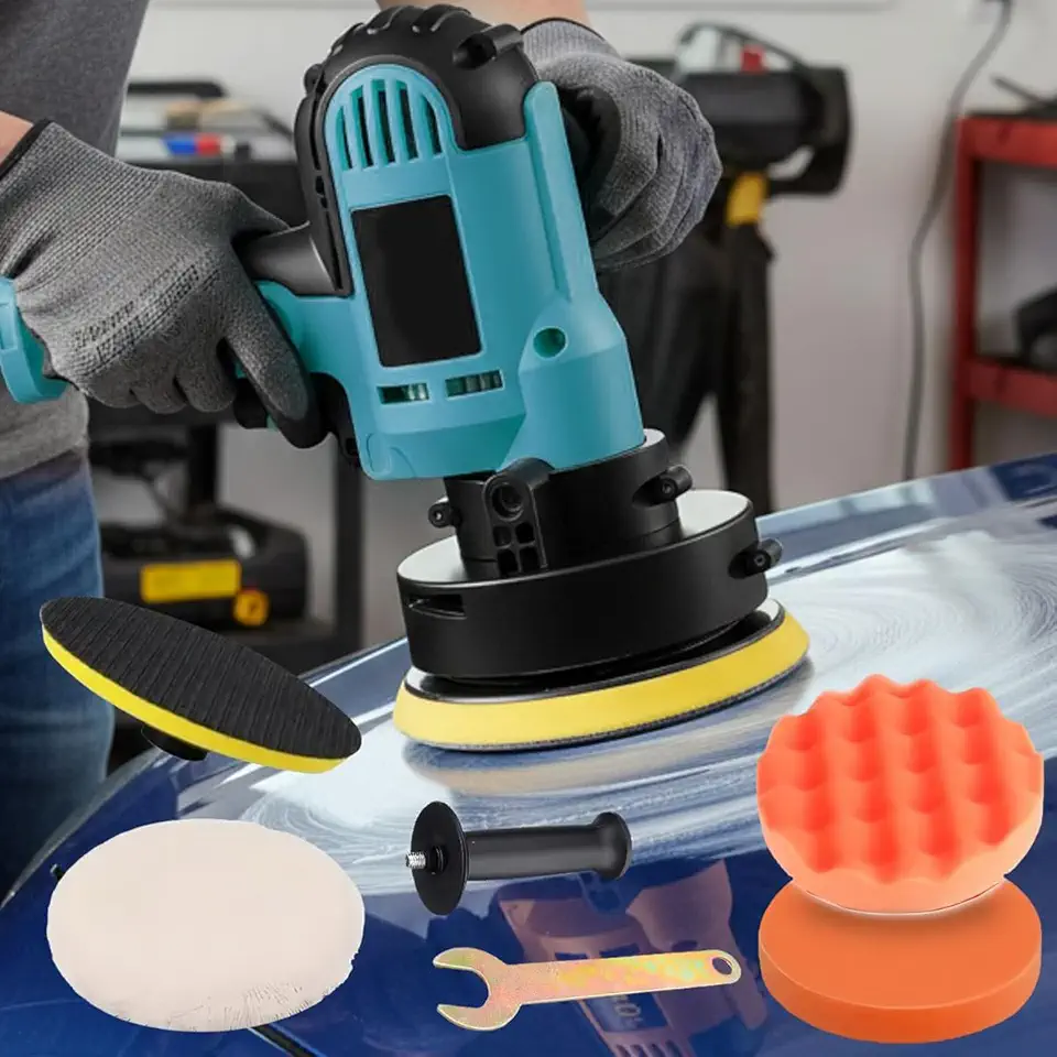 Politriz e Lixadeira Elétrica 850W 5 Polegadas Profissional 6 Velocidades 600-4500rpm Automotiva (Azul 110V)