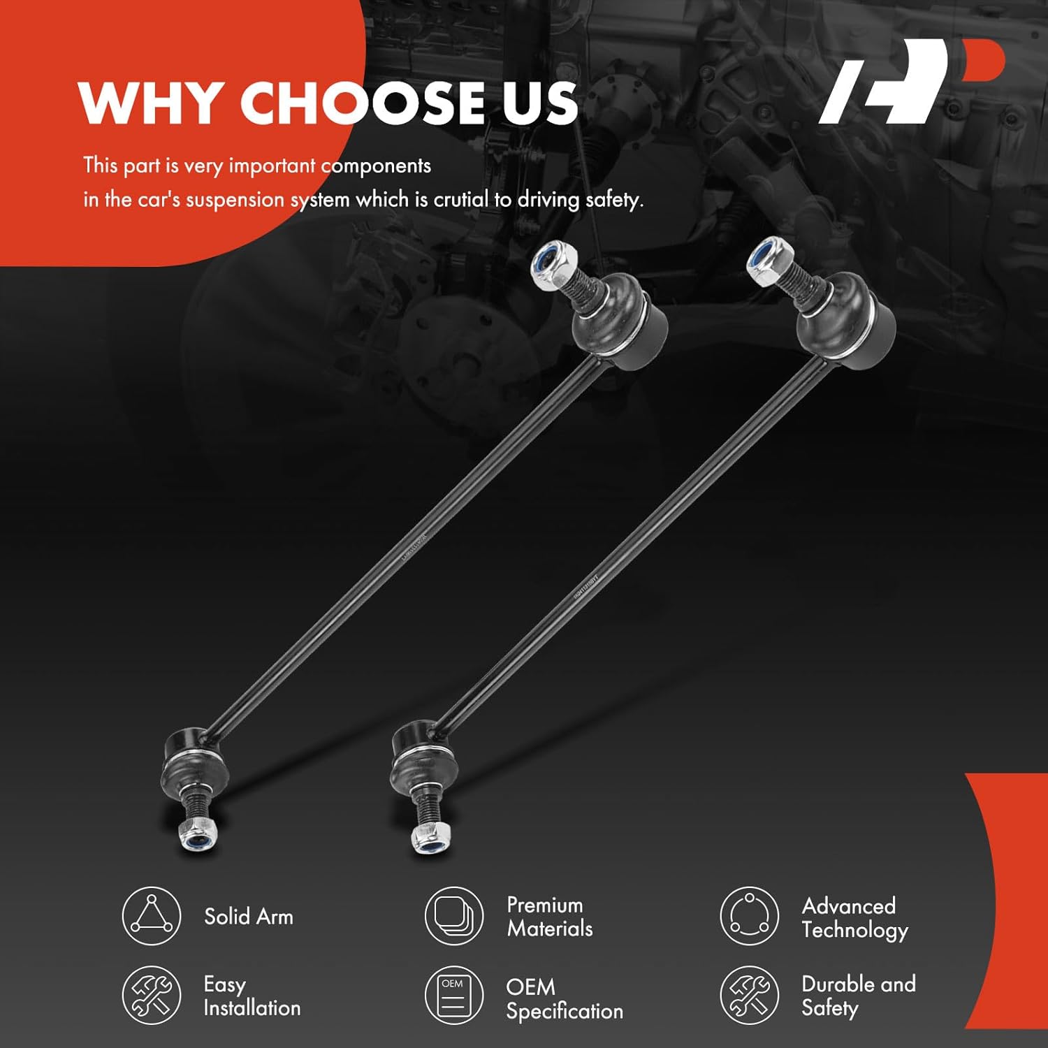 A-Premium 2 x Front Sway Bar Links Stabilizer Bar Links, Compatible with Volkswagen Jetta Golf Passat Tiguan Eos CC Beetle & Audi A3 (Quattro) Q3 (Quattro) TT (Quattro)