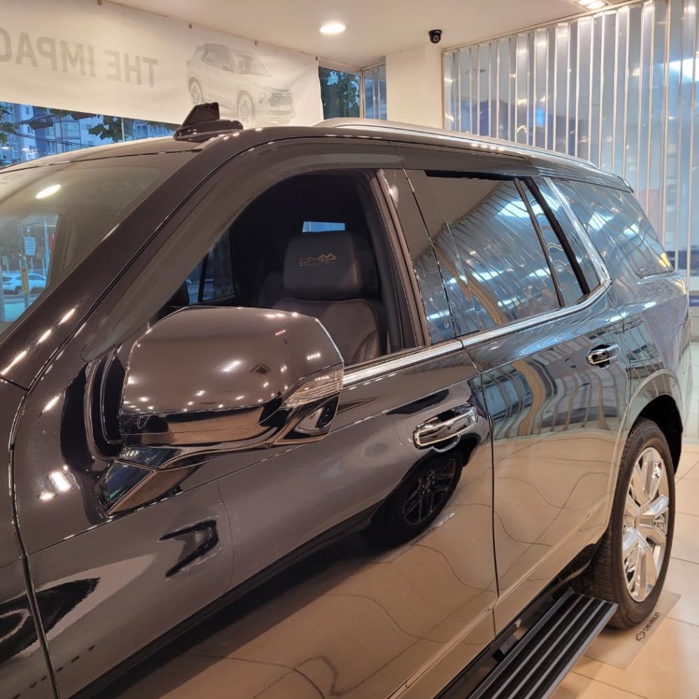 AUTOCLOVER Tape-On Rain Guards Window Visors 4 Pcs Set for Chevrolet Tahoe 2021 2022 2023 2024 2025 / Window Deflectors, Out-Channel Vent Shades (Smoked 2021-2025)