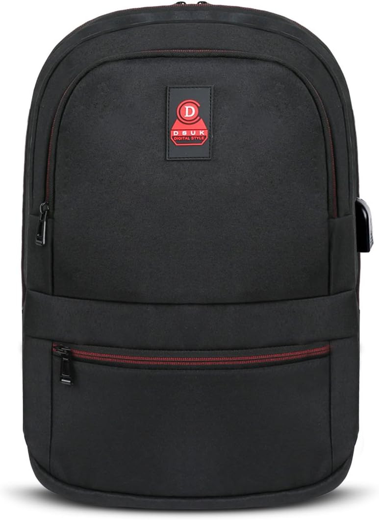 DSUK Backpack for Men Rucksack Multifunctional School Shoulder Backpacks Fits Up to 15.6Inch Unisex Luggage Travel Bags Knapsack Backpack Hiking Bags Students Laptop MacBook Computer Black