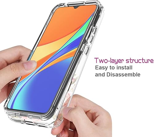 Miniatura 4 de Funda para Xiaomi Redmi 9C/Redmi 10A/Redmi 9 Activ con protector de pantalla de vidrio templado, cuerpo completo transparente con diseño floral,