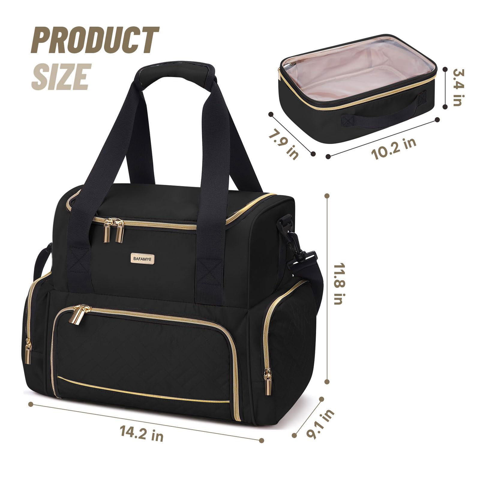 BAFAMYE Grande trousse per trucchi, nero