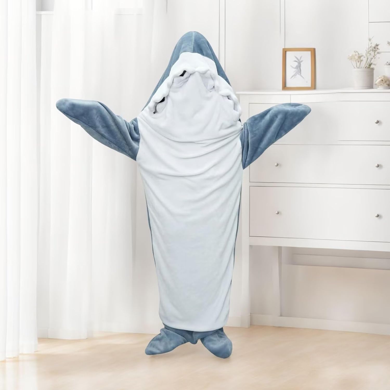 Shark Onesie Shark Blanket Hoodies Wearable Shark Blanket Soft Flannel Shark Costume Sleeping Bag Shark Pajamas