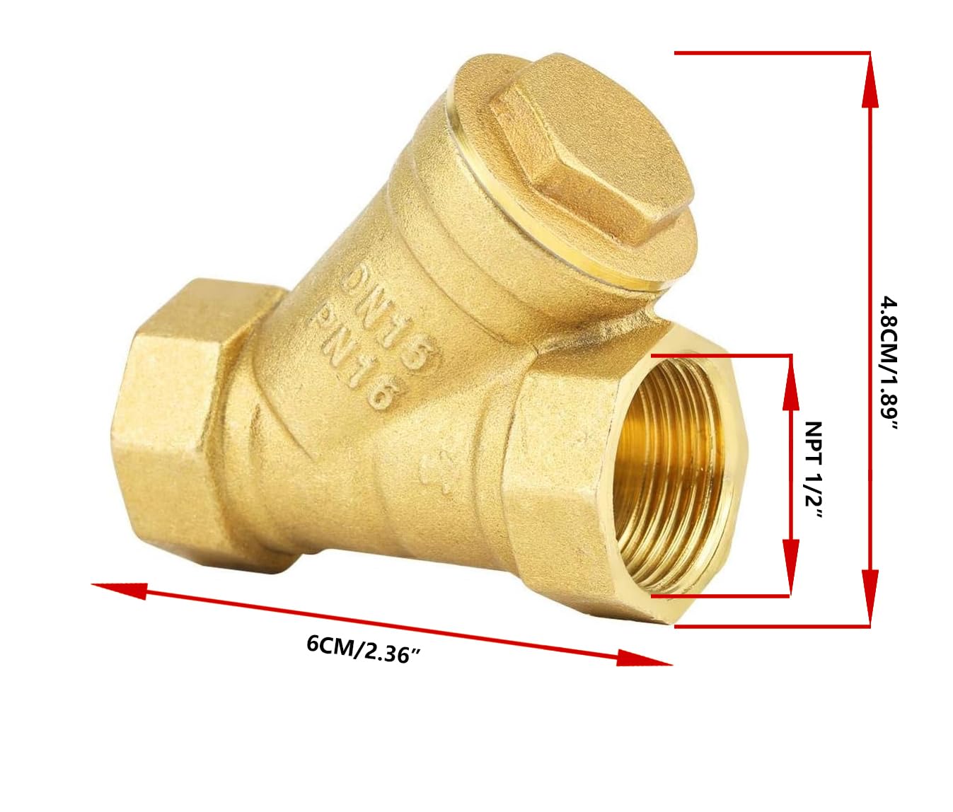 Válvula de filtro de latón Y colador 1/2" rosca hembra para separación de aceite de agua