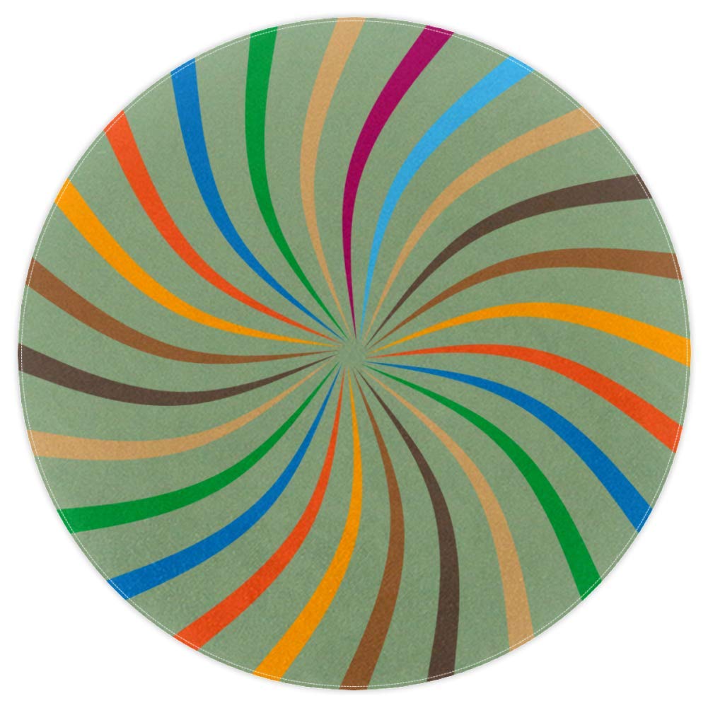 Tapis de sol doux pour salle de jeux enfant avec lignes radiales colorées 120cm