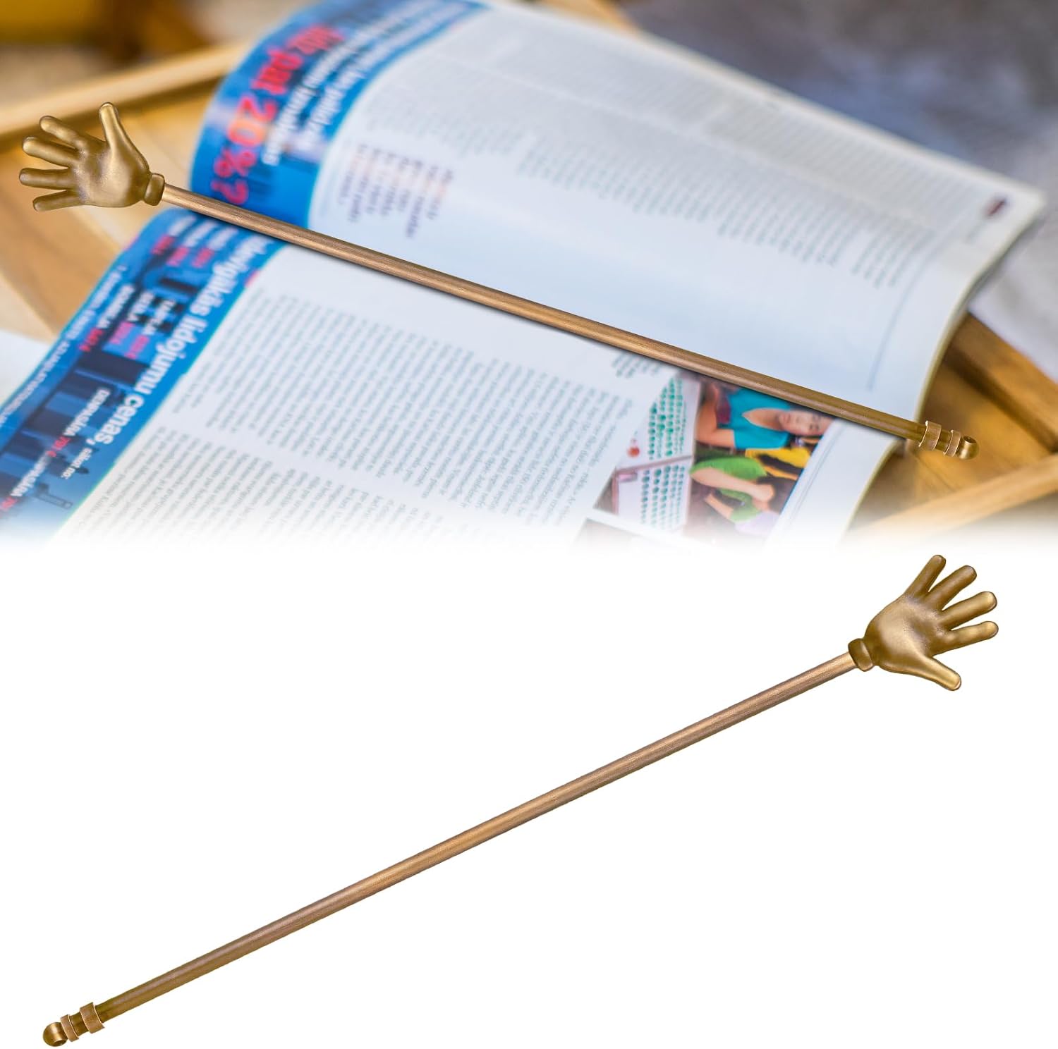 1 Pcs Hand Shape Book Mark 13.4 Inches Antique Brass Bookmark Metal for Book Lovers Gifts Funny Stationery Novelty Creative Page Holder for Home Office Library Use