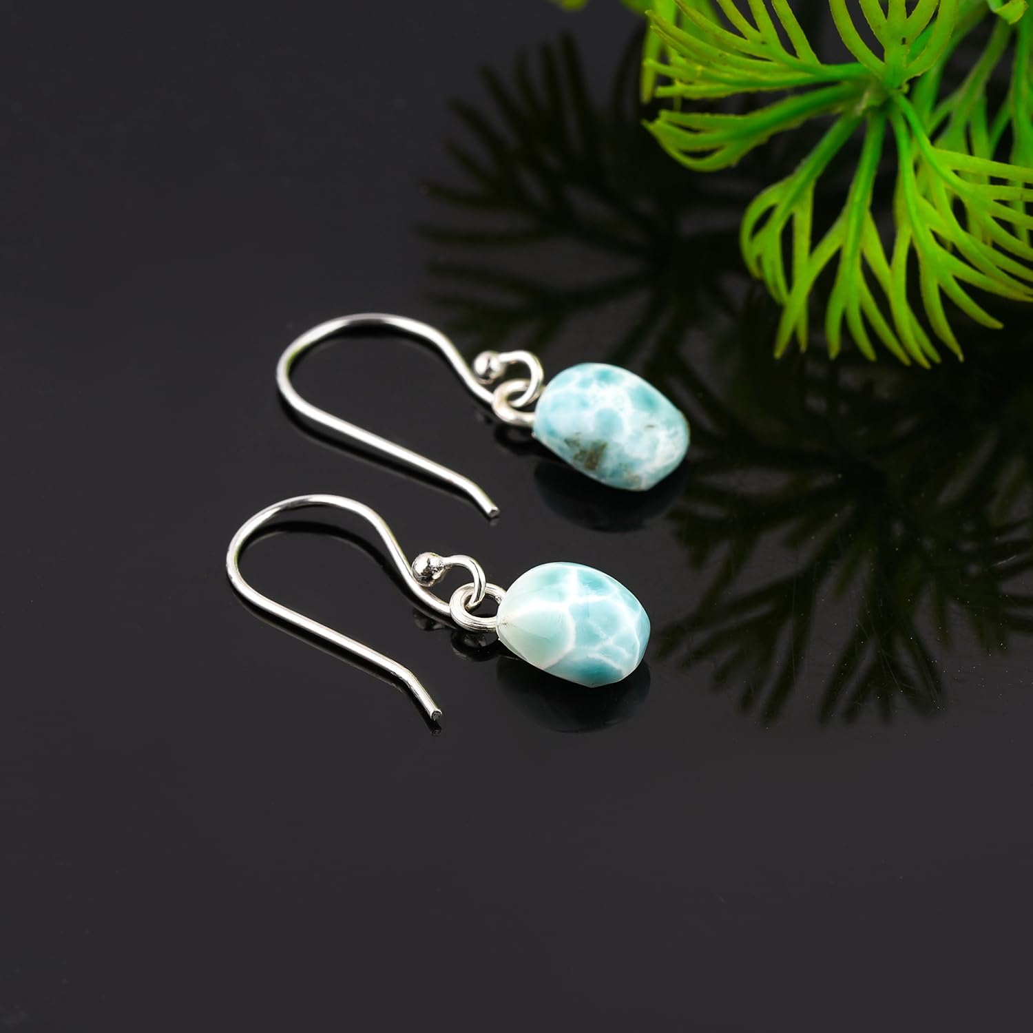 925 Sterling Silver Earrings, Natural Gemstone Cabochon Lightweight Earring, Wicca & Reiki Healing Crystals, Polished Stones, Handmade Bohemian Jewelry, Birthday Christmas Gift for Women - Image 4