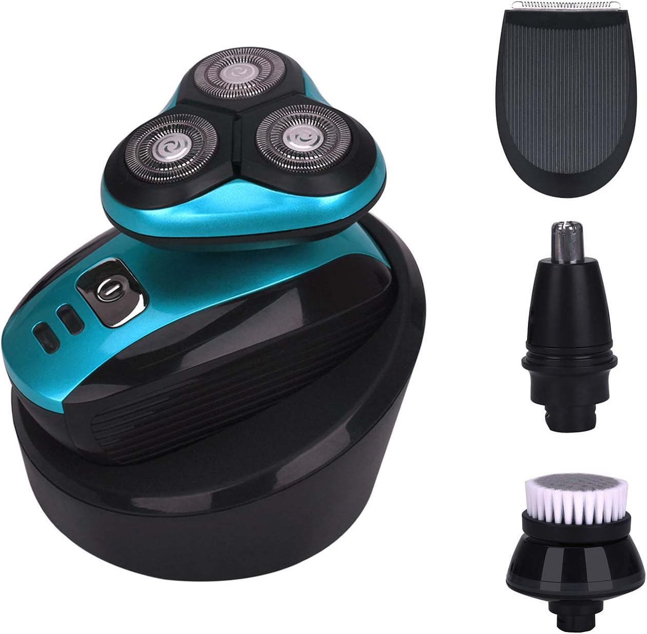 Electric Shaver Razor Wet&Dry Shaver Bald Head Shaver Beard Trimmer for Men 4 in 1 Trimmer Grooming Kit Nose Hair Trimmer Facial Cleansing Brush Waterproof USB Rechargeable