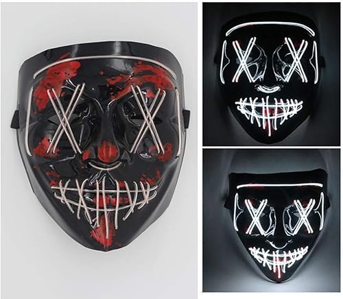 Miniatura 5 de Máscara de miedo de Halloween con luz LED, máscara de purga LED, máscara de purga LED, alambre de luz para festivales, cosplay, disfraces, fiestas