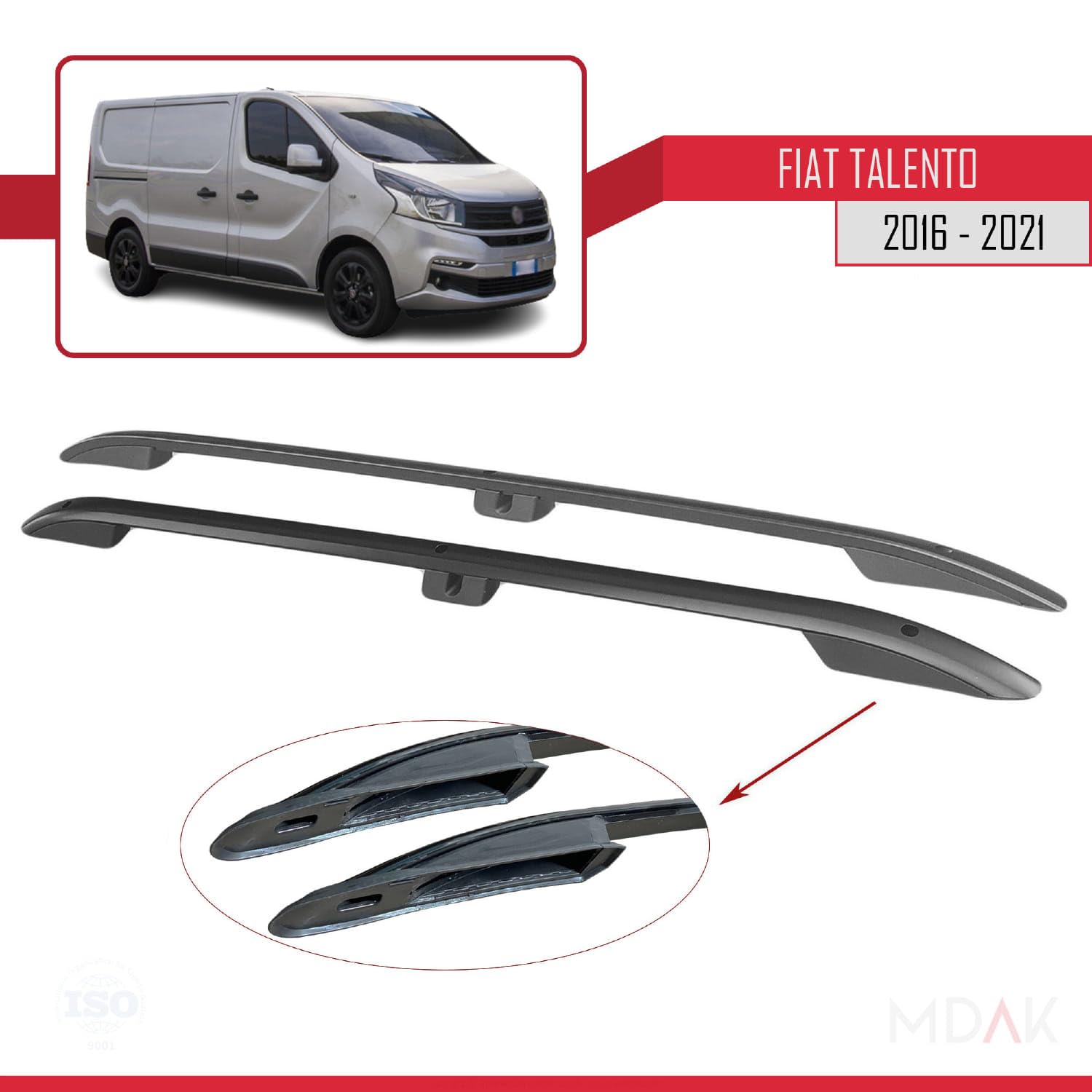 MDAK Kompatibel mit Ford Transit/Tourneo Connect 2002-2013 (Kurzer Radstand L1/H1) Dachreling Dachträger Gepäckträger Schwarz