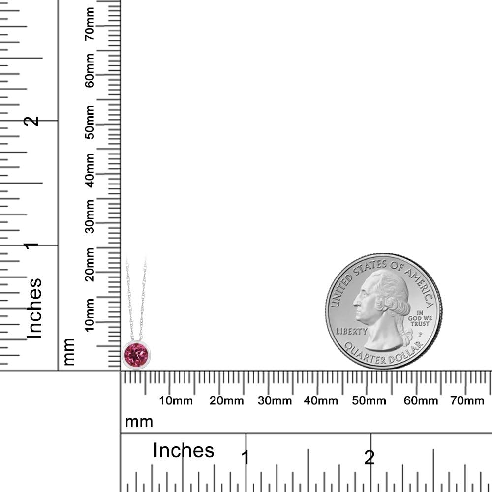 Gem Stone King 14K White Gold Pink Tourmaline Pendant Necklace For Women (0.50 Cttw, Gemstone October Birthstone, Round 5MM, with 18 Inch Chain) - Image 3