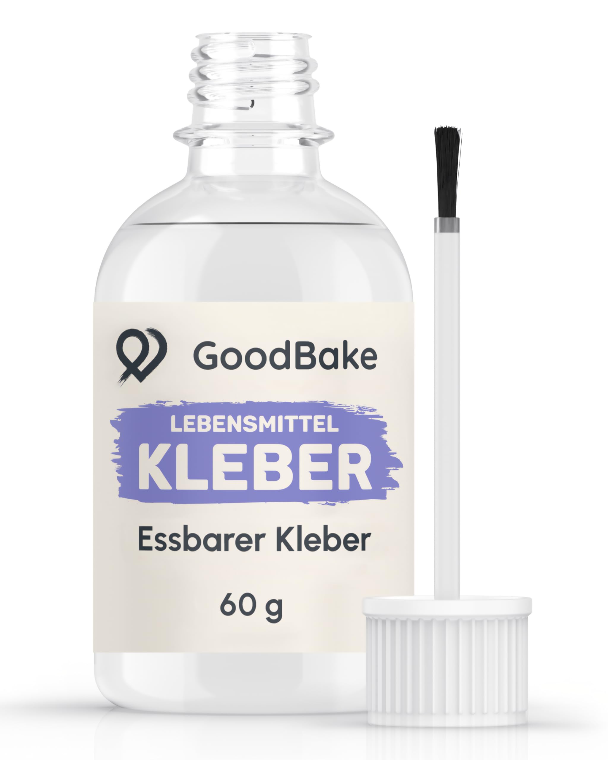 GoodBake essbarer Superkleber (OHNE Gelatine) zum Dekorieren von Torten, Fondant, Motivtorten, Blumen, Kleber für Lebensmittel (60g), Zuckerkleber