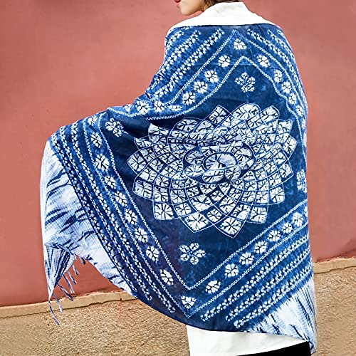 Tie-Dye Plaid Scarf Women Ethnic Style Shawl Hand-Knotted Long Tassel Soft Cotton Scarf Large Shawl Wrap Travel3