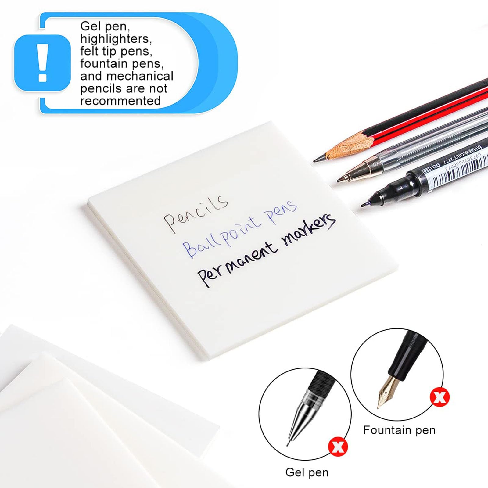 300 Foglietti Adesivi Trasparenti Brencco | Blocchetti Memo Riutilizzabili 75x75 Mm - Per Appunti E Promemoria