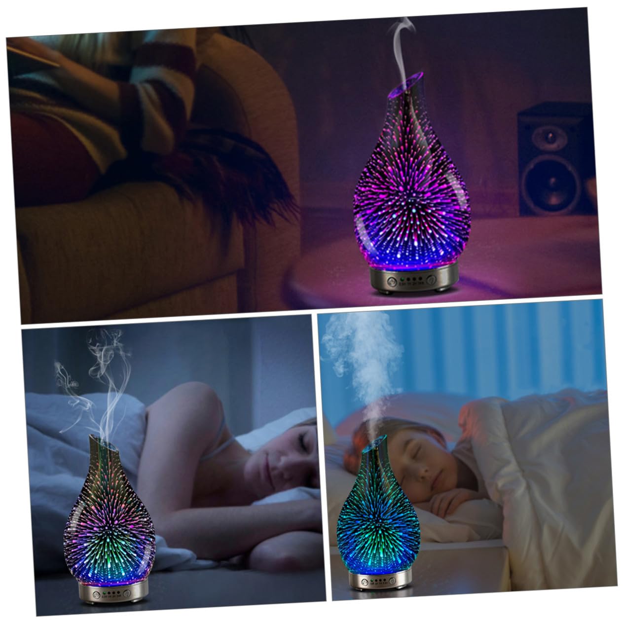 Difusor de Aromaterapia 3D de Vidrio Púrpura para Oficina