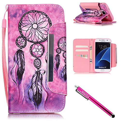 Galaxy S7 Case, Firefish Stand Flip Folio Wallet Cover Shock Resistance Protective Shell with Cards Slots Magnetic Closure for Samsung Galaxy S7-Pinknet