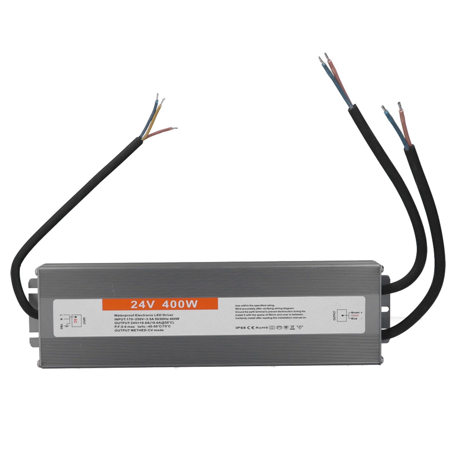 24V 400W IP67-Certified Aluminum Alterer Featuring Overload and 20℃~+60℃ Operating