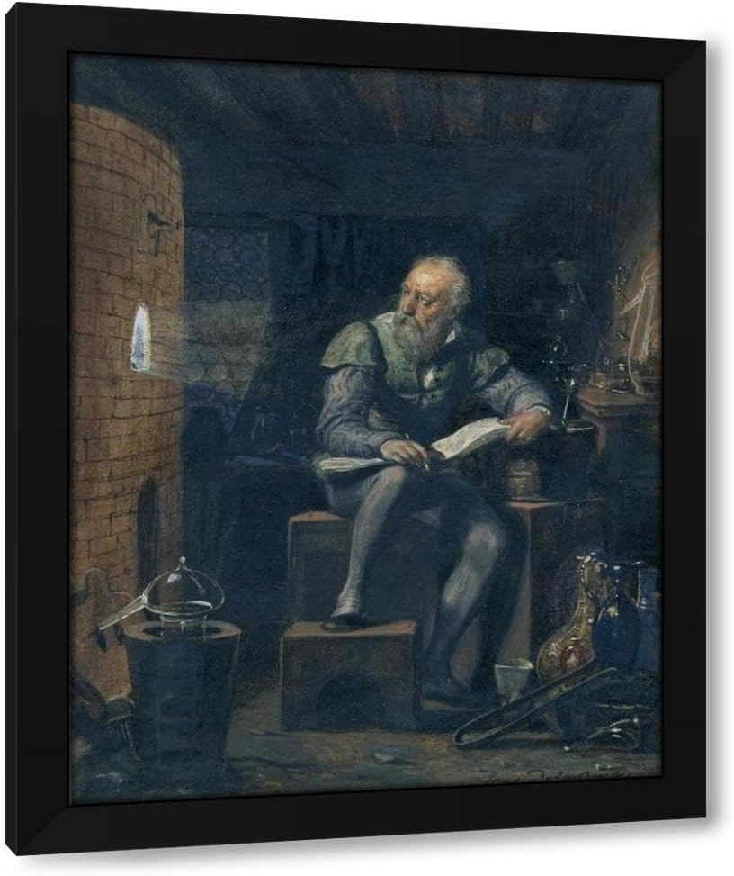 Paul Delaroche 20x24 Black Modern Framed Art Print Titled: Palissy in His Workshop (C. 1832)