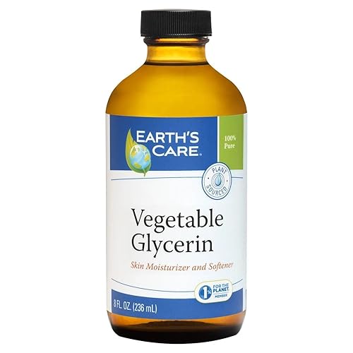 Earth's Care Glicerina vegetal, glicerina líquida 100% pura para cabello, piel y proyectos de bricolaje, botella de vidrio, 8 onzas líquidas.