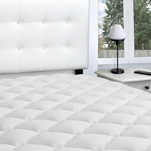 Rayon from Bamboo Extra Thick Mattress Pad with Fitted Skirt - Extra Plush Cooling Topper - King